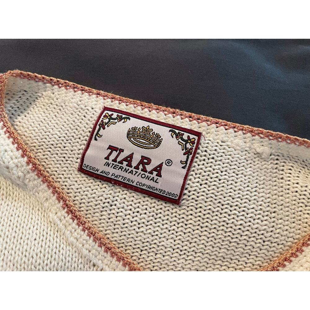 Vintage Y2K Tiara International Floral Embroidered Sequin Cardigan L - Picture 2 of 8